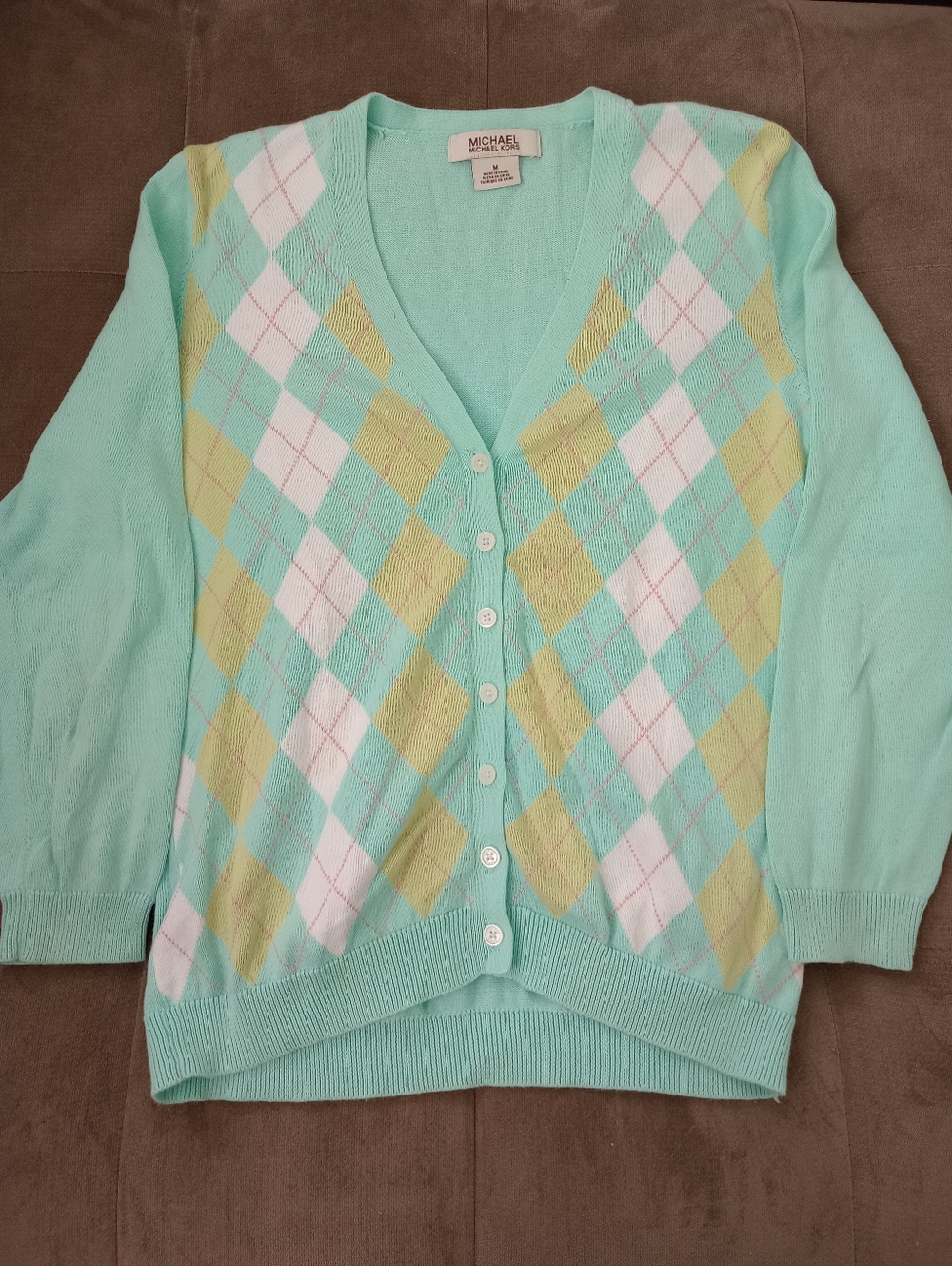 Adult - Light Mint Green Michael Kors Argyle Sweater